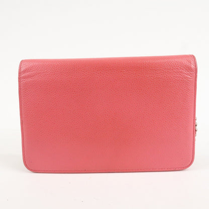 CHANEL COCO Mark Caviar Skin Chain Wallet WOC A48654 Pink