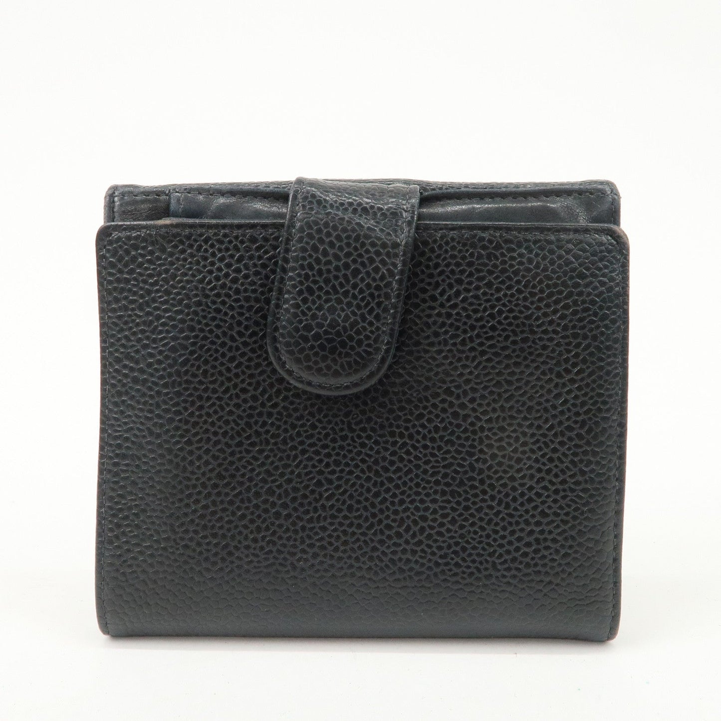 CHANEL COCO Mark Caviar Skin Double Hook Wallet Black A13496