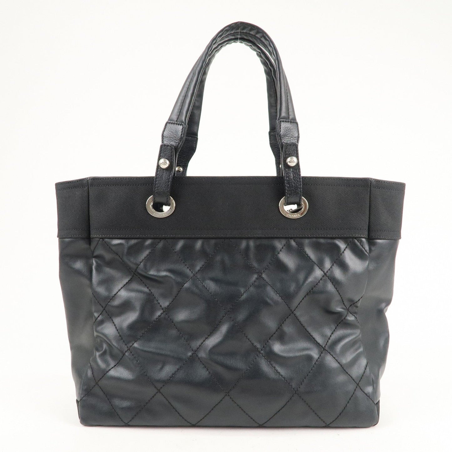 CHANEL Paris Biarritz MM Coated Canvas Leather Tote Bag A34209