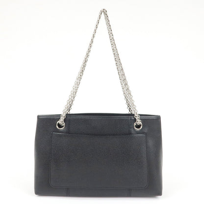 CHANEL Caviar Skin Chain Tote Bag Black Silver Hardware