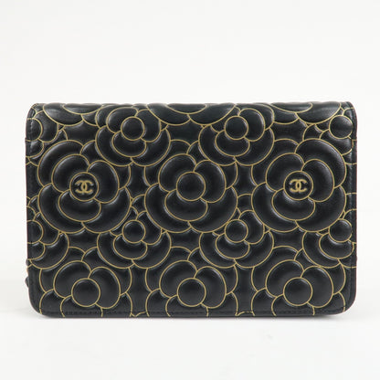 CHANEL Camellia Lamb Skin Chain Wallet Shoulder Bag A82336