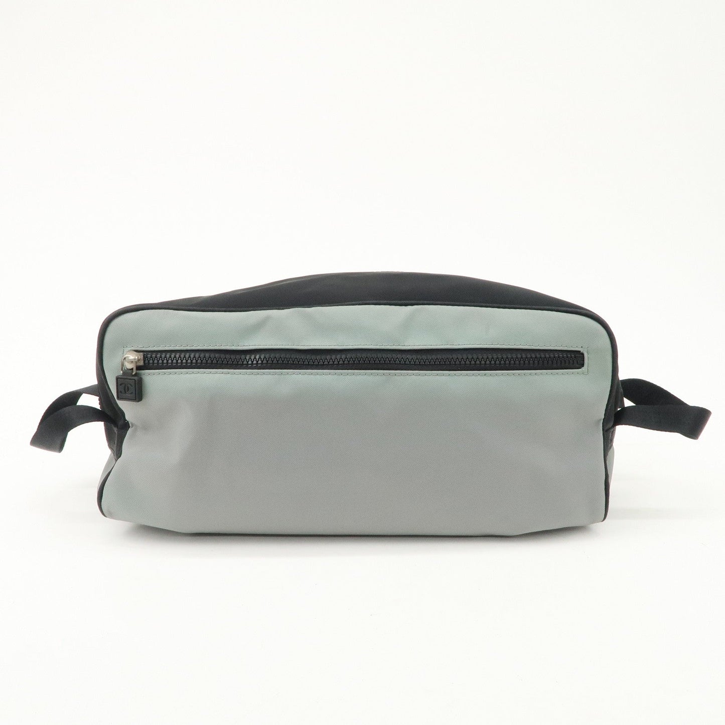 CHANEL Sportsline Nylon Canvas Shoes Bag Hand Bag Black Gray