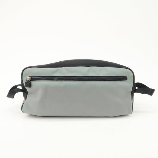 CHANEL Sportsline Nylon Canvas Shoes Bag Hand Bag Black Gray