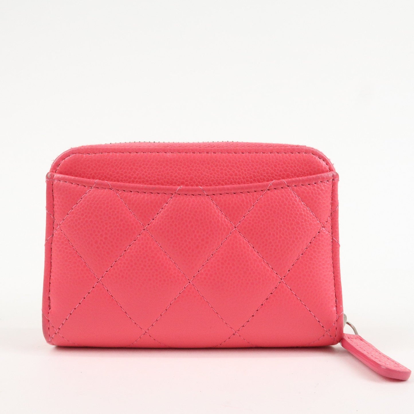 CHANEL Matelasse Lamb Skin Zip Around Coin Case Pink A69271