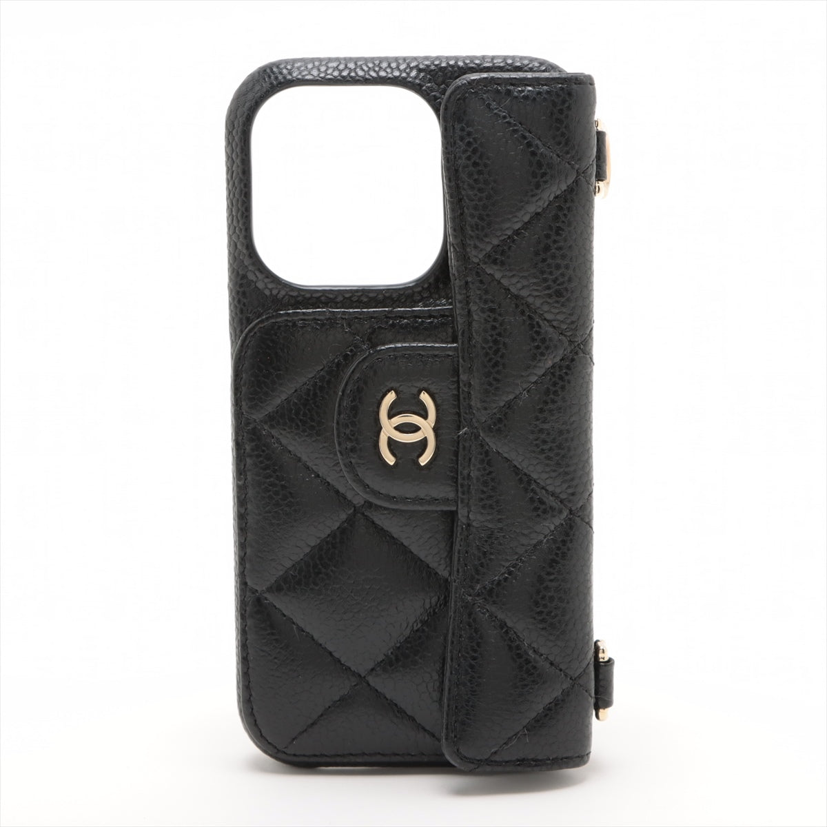 Chanel Matrasse Caviar S iPhone Case Black Gold Gold  Random