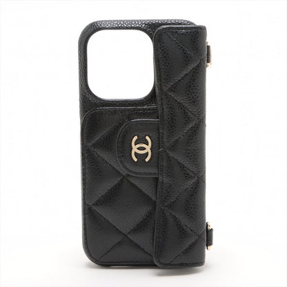 Chanel Matrasse Caviar S iPhone Case Black Gold Gold  Random
