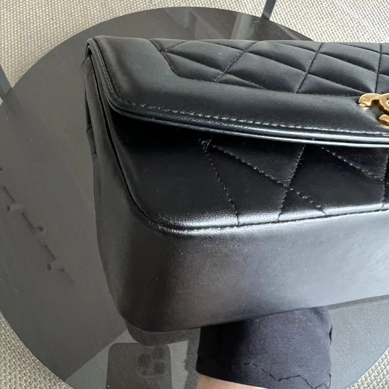 Small Diana Vintage Quilted Lambskin Black 24K Golden Hardware Series 4
