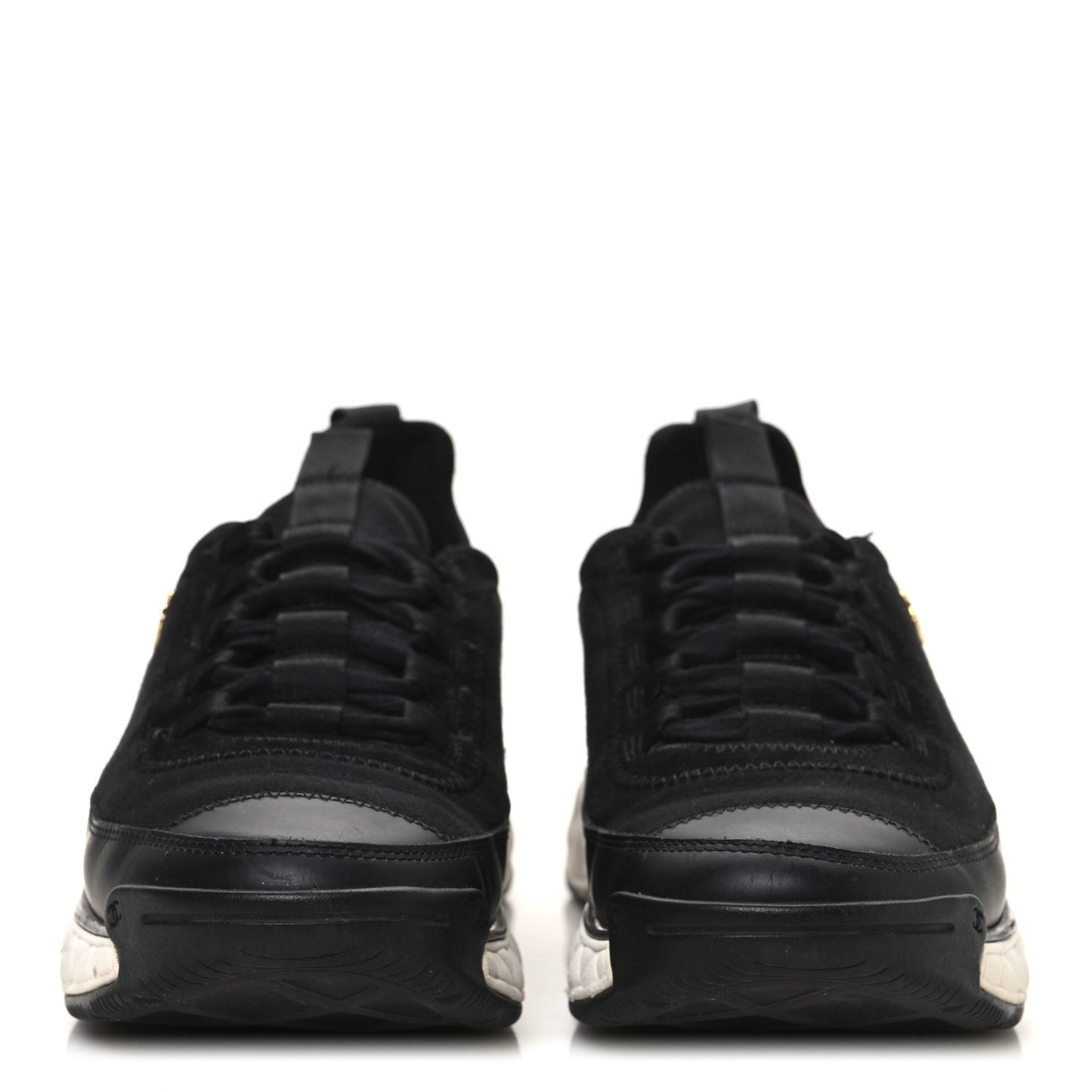 Velvet Calfskin Mixed Fibers CC Sneakers 39 Black