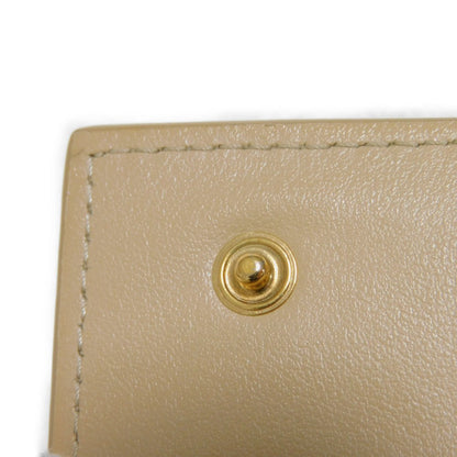 CELINE Tri-fold wallet 10B57 Grained calfskin (embossed) beige New logo Small trifold wallet Women Used