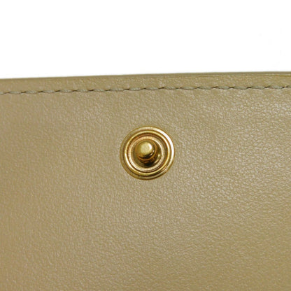 CELINE Tri-fold wallet 10B57 Grained calfskin (embossed) beige New logo Small trifold wallet Women Used