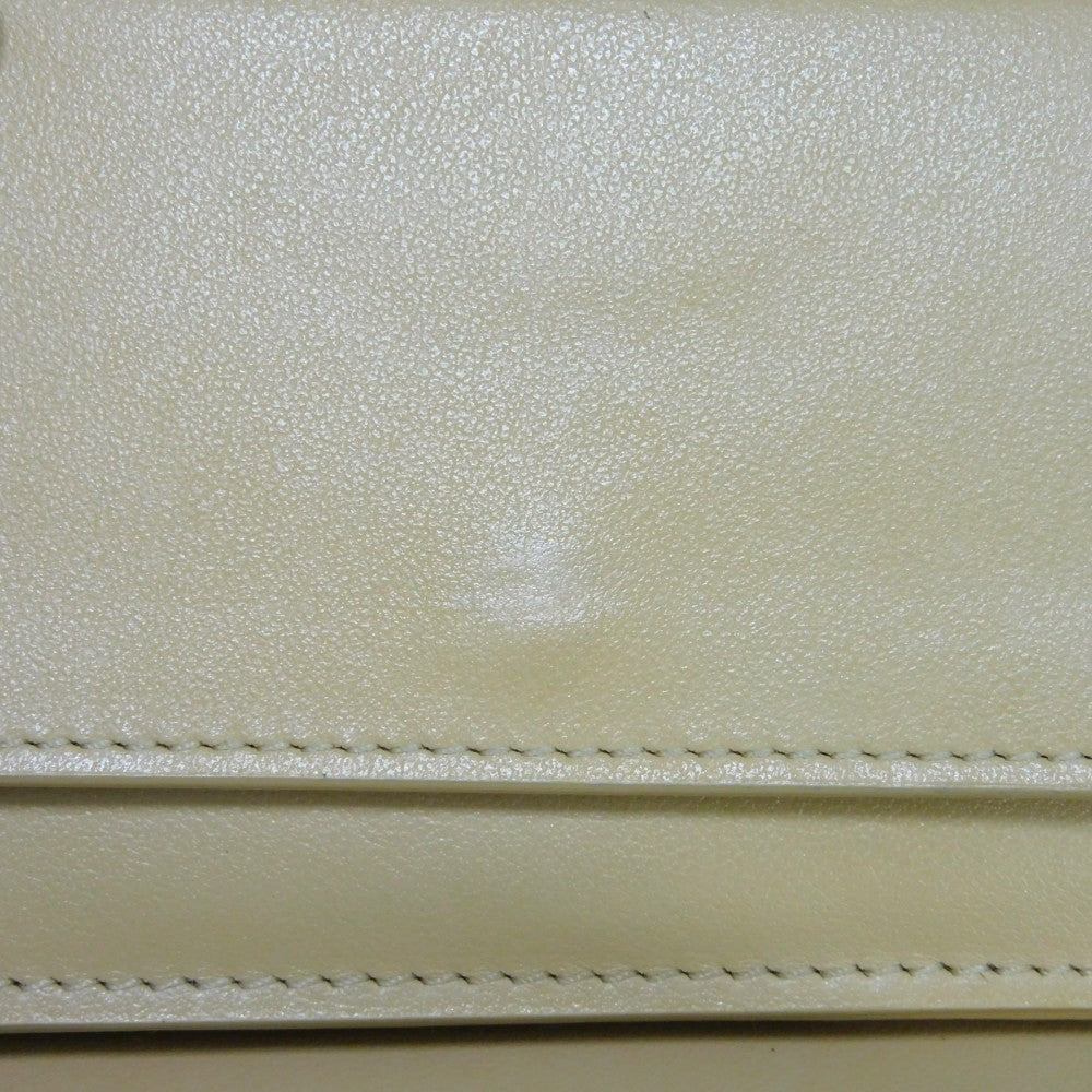 CELINE Tri-fold wallet 10B57 Grained calfskin (embossed) beige New logo Small trifold wallet Women Used