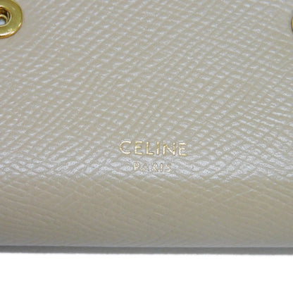 CELINE Tri-fold wallet 10B57 Grained calfskin (embossed) beige New logo Small trifold wallet Women Used