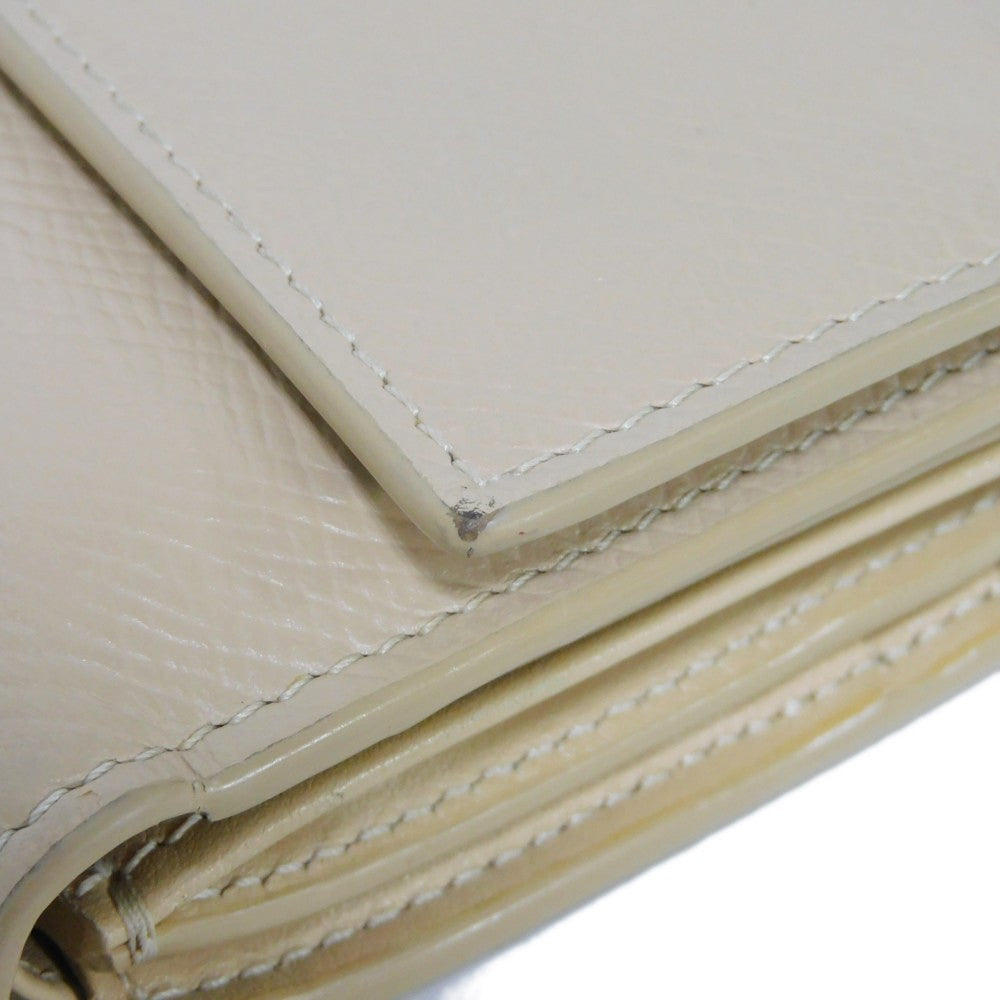 CELINE Tri-fold wallet 10B57 Grained calfskin (embossed) beige New logo Small trifold wallet Women Used