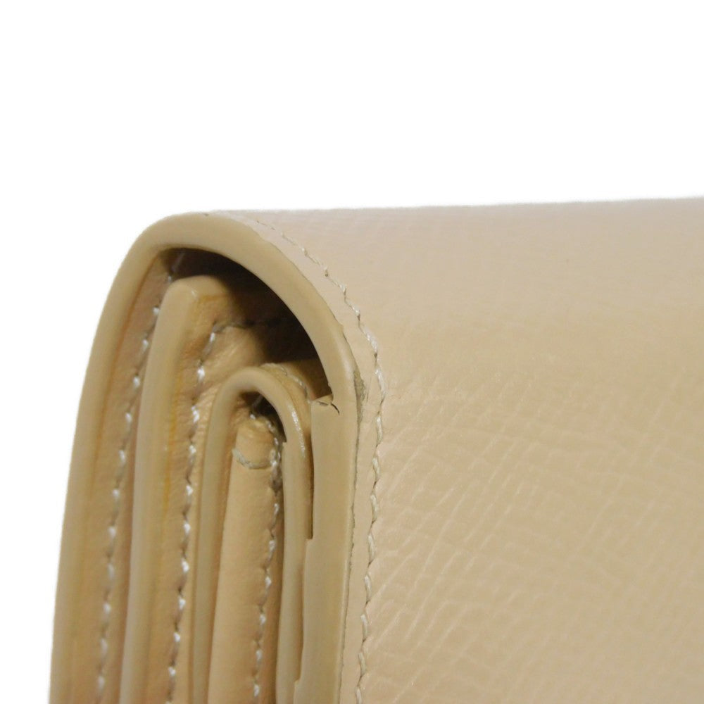 CELINE Tri-fold wallet 10B57 Grained calfskin (embossed) beige New logo Small trifold wallet Women Used