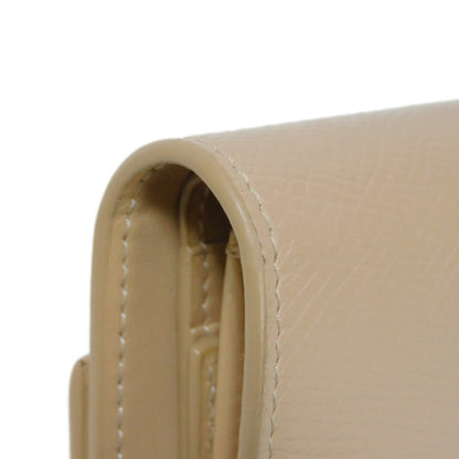 CELINE Tri-fold wallet 10B57 Grained calfskin (embossed) beige New logo Small trifold wallet Women Used