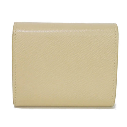 CELINE Tri-fold wallet 10B57 Grained calfskin (embossed) beige New logo Small trifold wallet Women Used