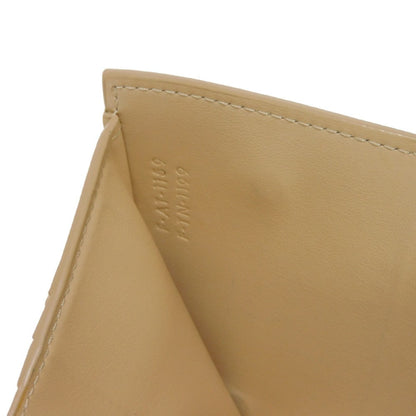 CELINE Tri-fold wallet 10B57 Grained calfskin (embossed) beige New logo Small trifold wallet Women Used