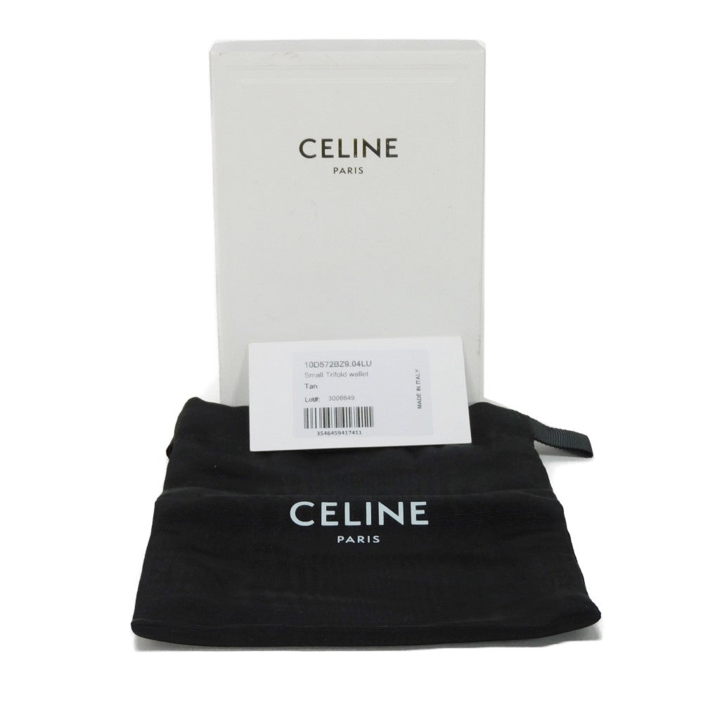 CELINE Tri-fold wallet 10D572BZ9.04LU Triomphe canvas (coated) x calfskin Tan Triomphe Small trifold wallet Women(Unisex) Used