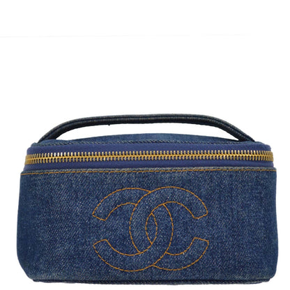 Chanel Blue Denim Timeless Vanity HandBag