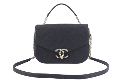 CHANEL PARIS-CUBA THREAD AROUND FLAP BAG (2359xxxx) BLACK CAVIAR LEATHER GOLD HARDWARE WITH