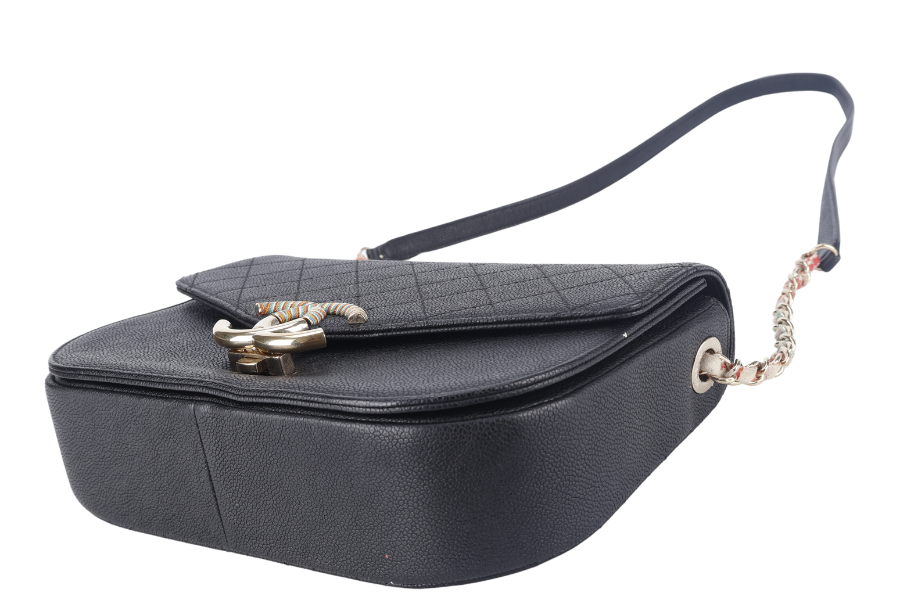 CHANEL PARIS-CUBA THREAD AROUND FLAP BAG (2359xxxx) BLACK CAVIAR LEATHER GOLD HARDWARE WITH