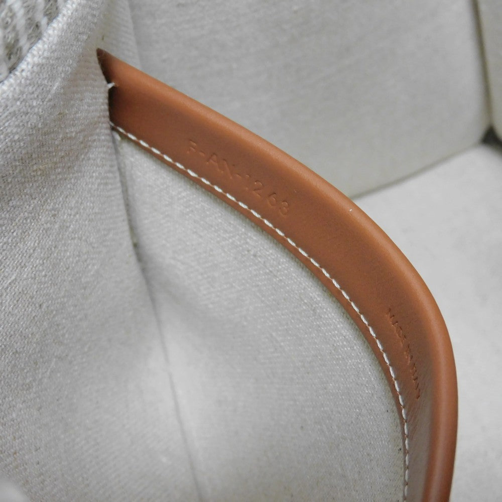 CELINE Handbag 199162FEE.02BG Textile x Calfskin beige Triomphe Small Hippo Tice Women Used