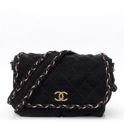 Wool Velvet Quilted Parisian Stroll Messenger Navy