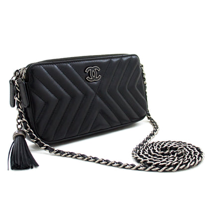 CHANEL 2019 Lambskin Wallet On Chain WOC Double Zip Chain Bag SV