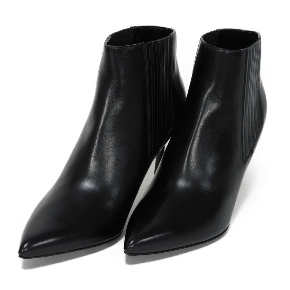 CELINE Booties 327913002C.38NO Shiny calfskin black Side Gore Chelsea cropped boots Women Used