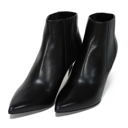 CELINE Booties 327913002C.38NO Shiny calfskin black Side Gore Chelsea cropped boots Women Used
