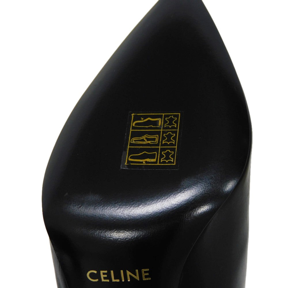 CELINE Booties 327913002C.38NO Shiny calfskin black Side Gore Chelsea cropped boots Women Used