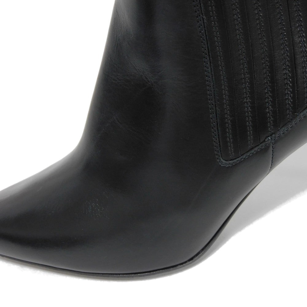 CELINE Booties 327913002C.38NO Shiny calfskin black Side Gore Chelsea cropped boots Women Used