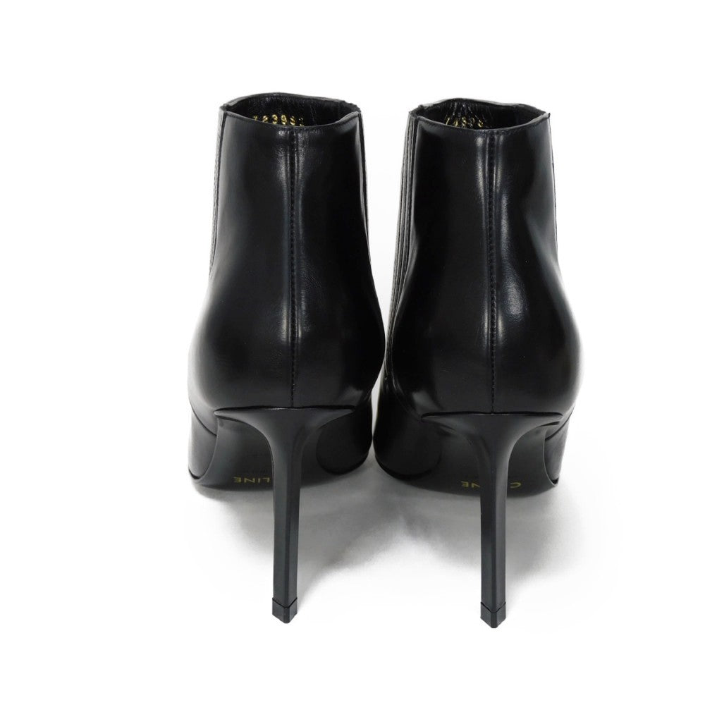CELINE Booties 327913002C.38NO Shiny calfskin black Side Gore Chelsea cropped boots Women Used