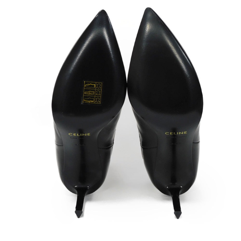 CELINE Booties 327913002C.38NO Shiny calfskin black Side Gore Chelsea cropped boots Women Used