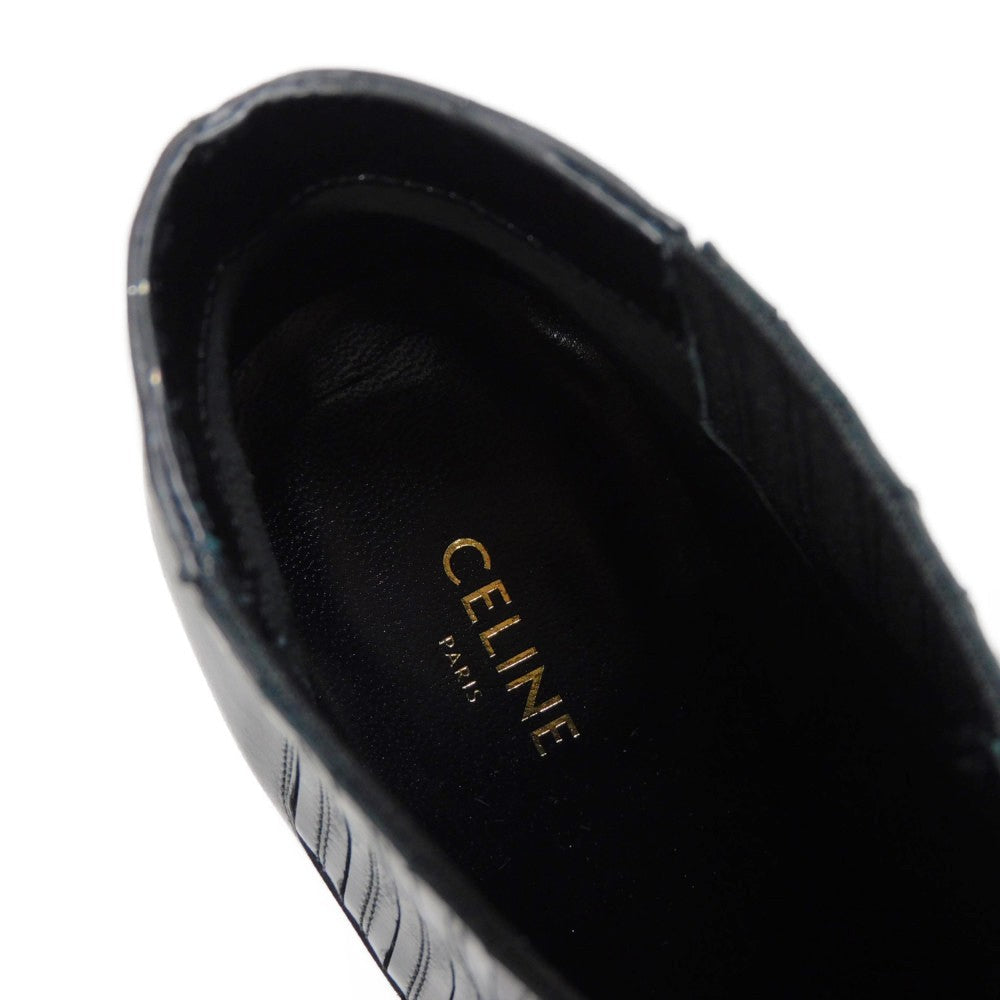 CELINE Booties 327913002C.38NO Shiny calfskin black Side Gore Chelsea cropped boots Women Used