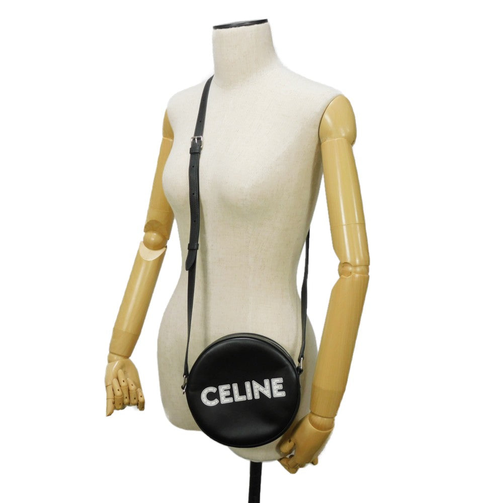CELINE Shoulder Bag 195883DDJ.38SI Calfskin Black x white logo studs Round Mini Bag Women(Unisex) Used