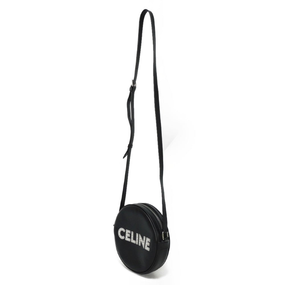 CELINE Shoulder Bag 195883DDJ.38SI Calfskin Black x white logo studs Round Mini Bag Women(Unisex) Used