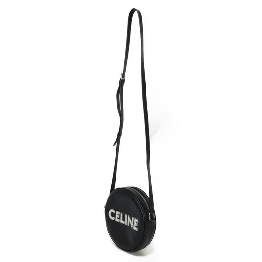 CELINE Shoulder Bag 195883DDJ.38SI Calfskin Black x white logo studs Round Mini Bag Women(Unisex) Used