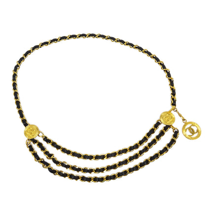 Chanel Medallion Chain Belt Black 1984 Small Good