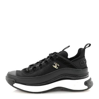 Velvet Calfskin Mixed Fibers CC Sneakers 37 Black