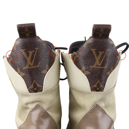 Louis-Vuitton Laureate Platform Desert Boots Suede Calfskin Monogram Beige Size 38