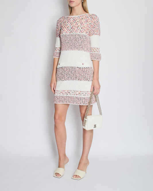 Chanel Orange Crochet Mid Sleeve Midi Dress Size FR 40 (UK 12)