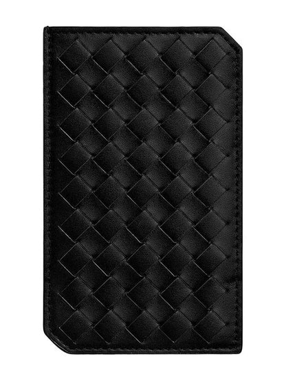 Luxury Bottega Veneta Intrecciato Piccolo Vertical Card Wallet Black