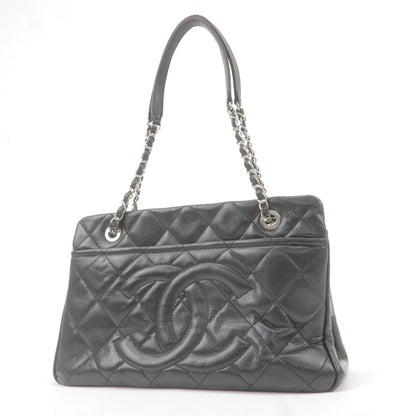 CHANEL Matelasse Caviar Skin Chain Tote Bag Black A67294
