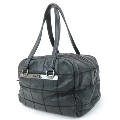 CHANEL Chocolate Bar Caviar Skin Mini Boston Bag Black A26135