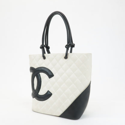 CHANEL Cambon Line Lamb Skin Medium Tote Bag Shoulder Bag A25167