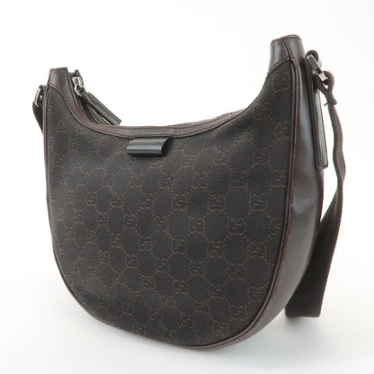 GUCCI GG Denim Leather Shoulder Bag Crossbody Dark Brownk