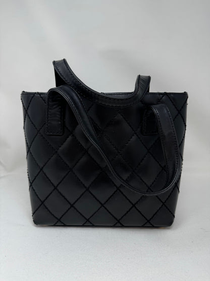 CHANEL Calfskin Quilted Small Surpique Stitch Tote Black B-