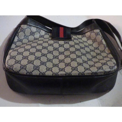 Gucci  Navy Guccissima Print & Leather Hobo w Red Accents & Gold G Medallion