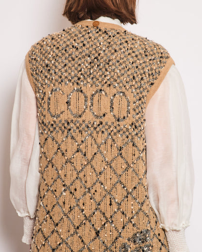 Chanel 01/A Brown Quilted Maxi Sleeveless Gilet with Coco Logo Detail Size FR 40 (UK 12)